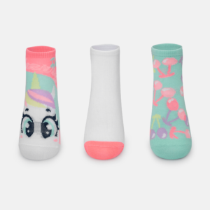 Kit com 3 meias Menina Unicórnio Cherry