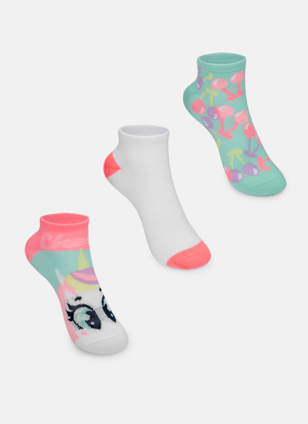 Kit com 3 meias Menina Unicórnio Cherry - Imagem 2