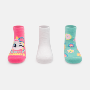 Kit com 3 meias Bebê Menina Unicórnio Aloha