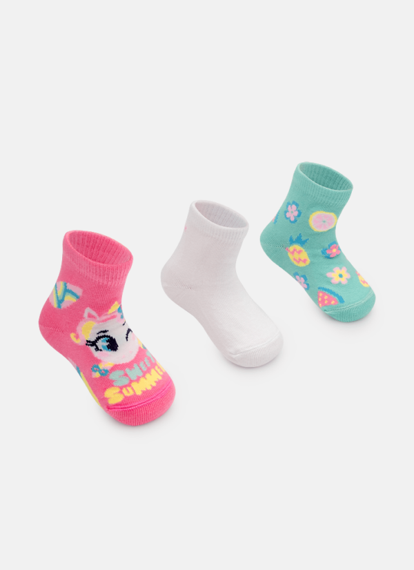 Kit com 3 meias Bebê Menina Unicórnio Aloha - Imagem 2