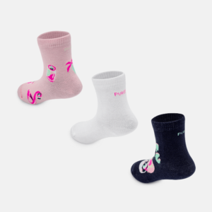 Kit com 3 meias Bebê Menina Panda Miami