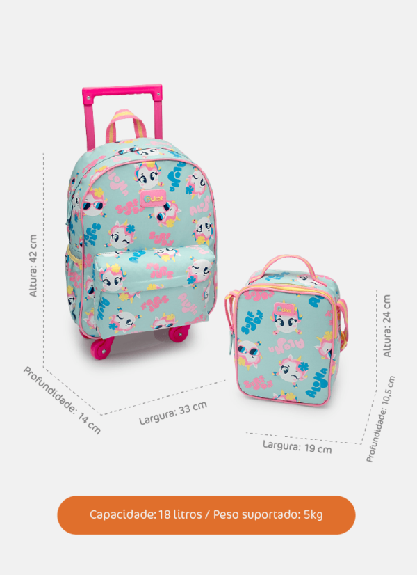 Kit Mochila + Lancheira Unicórnio Aloha - Imagem 11