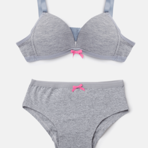 Conjunto Sutiã e Calcinha Cinza Claro Teen