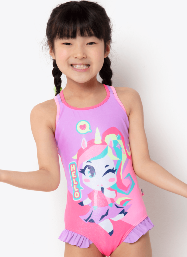 Maiô Menina com Proteção Solar Unicórnio Kawaii - Imagem 3