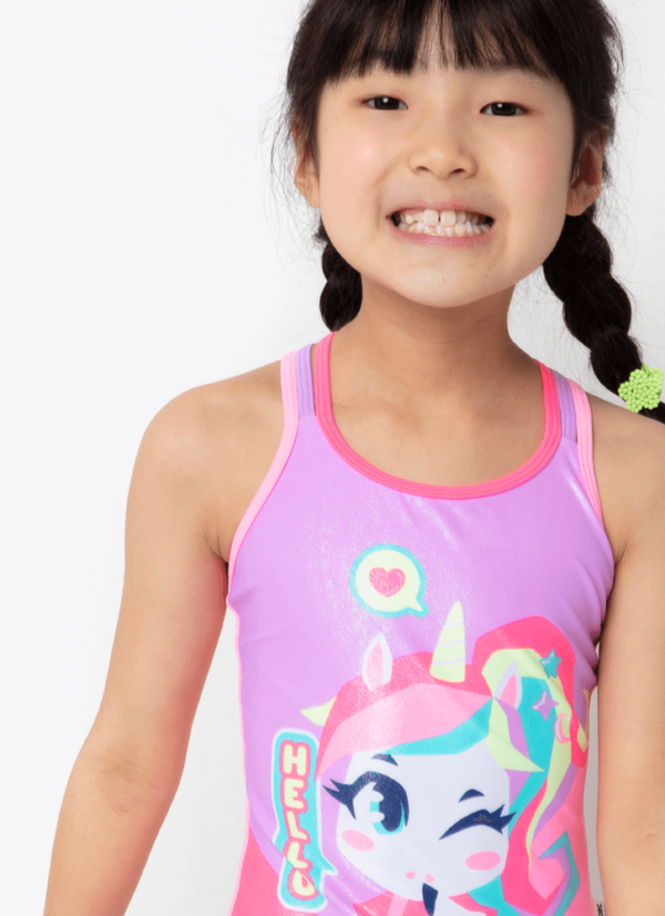 Maiô Menina com Proteção Solar Unicórnio Kawaii - Imagem 4