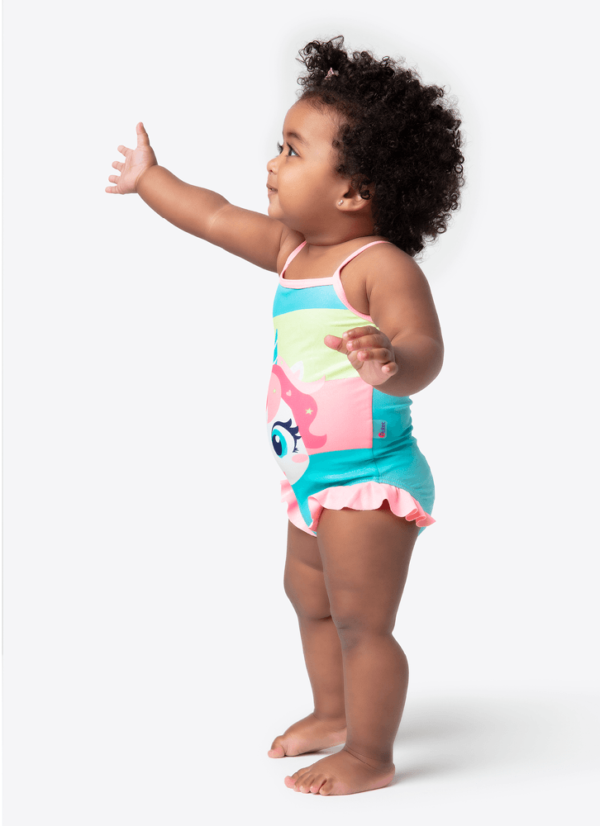 Maiô com Proteção Solar Bebê Menina Unicórnio Colorful - Imagem 2