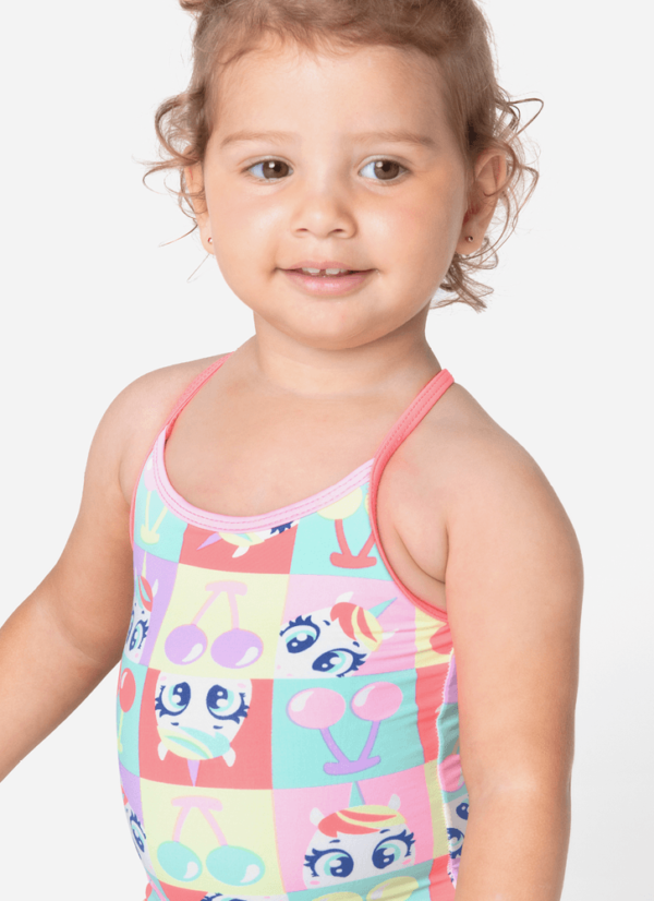 Maiô com Proteção Solar Bebê Menina Unicórnio Cherry - Imagem 2