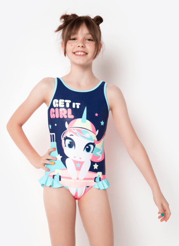 Maiô com Proteção Solar Menina Unicórnio Skate