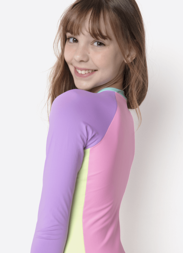 Maiô Manga Longa Menina Teen Color Block - Imagem 4