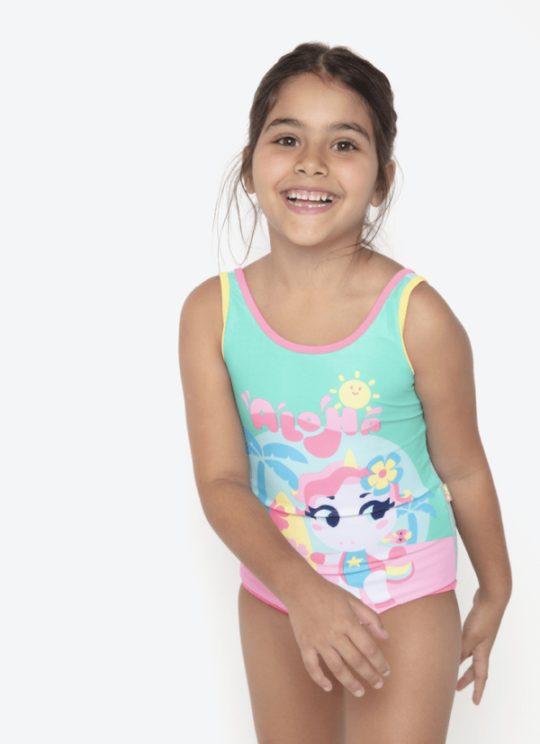 Maiô Menina Unicórnio Aloha - Imagem 3