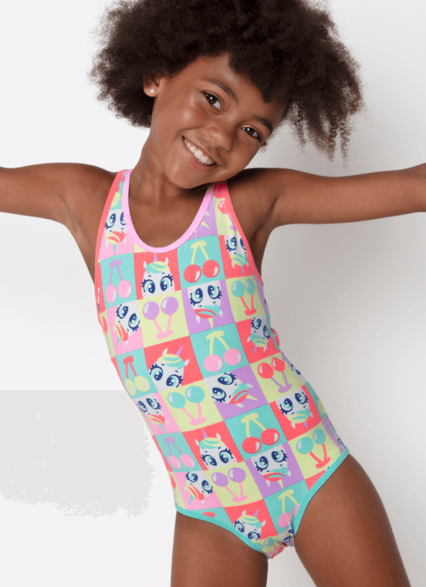 Maiô Menina Com Proteção Solar Unicórnio Cherry - Imagem 3