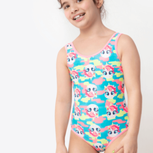 Maiô Natação Menina Unicórnio Colorful Camuflado