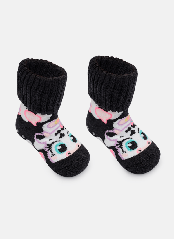 Meia Botinha Antiderrapante Bebê Menina Vaca Patches - Imagem 2