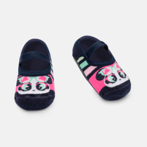 Meia Sapatilha Com Sola Emborrachada Bebê Menina Panda MiamiMeia Sapatilha Com Sola Emborrachada Bebê Menina Panda Miami