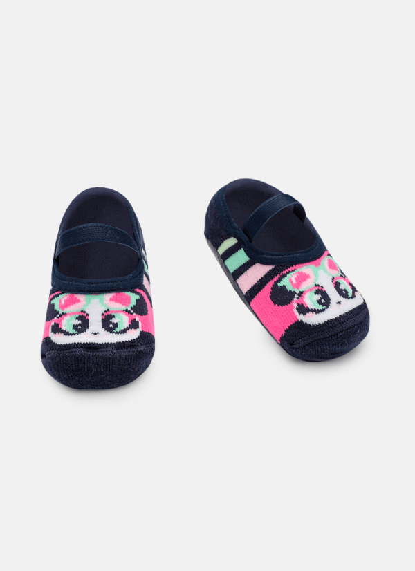 Meia Sapatilha Com Sola Emborrachada Bebê Menina Panda MiamiMeia Sapatilha Com Sola Emborrachada Bebê Menina Panda Miami