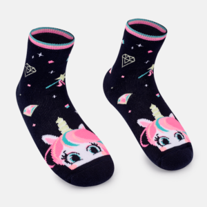 Meia Soquete Menina Sola Emborrachada Unicórnio Shine