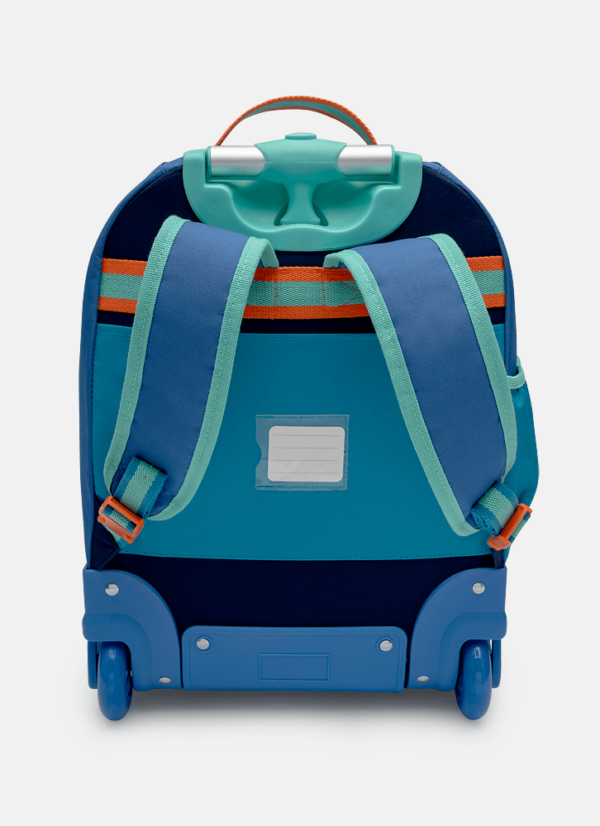 Mochila com Rodinha Color Block Azul - Imagem 2