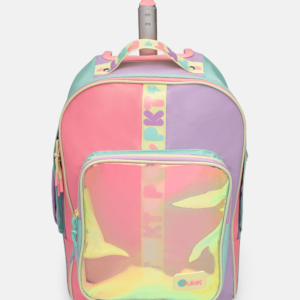Mochila com Rodinha Color Block Rosa