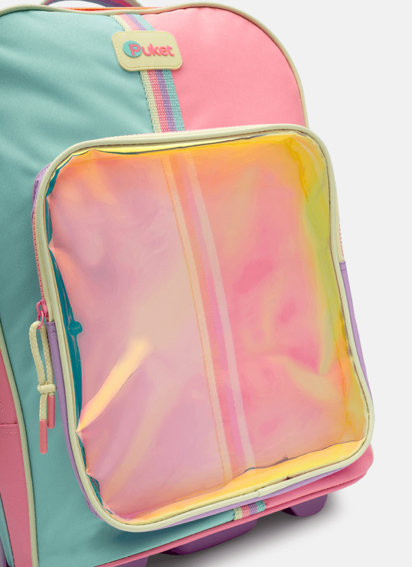 Mochila com Rodinha Holográfica Color Block - Imagem 2
