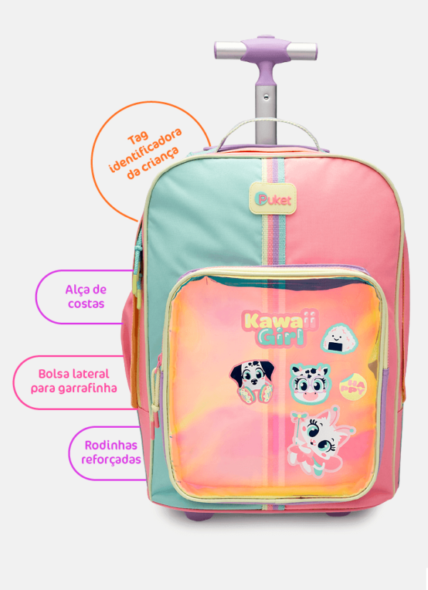Mochila com Rodinha Holográfica Color Block - Imagem 7