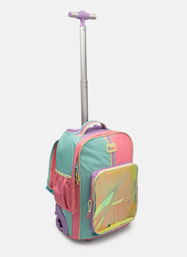 Mochila com Rodinha Holográfica Color Block - Imagem 3