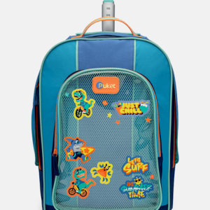 Mochila com Rodinha Color Block Azul