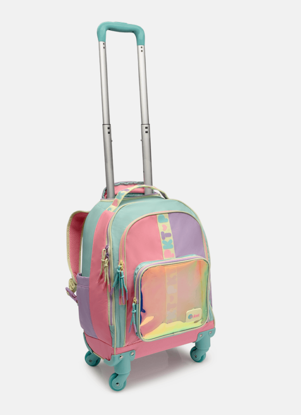Mochila com Rodinha 360 Color Block Rosa - Imagem 2