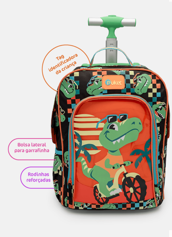 Mochila Média com Rodinha Dino Miami - Imagem 3