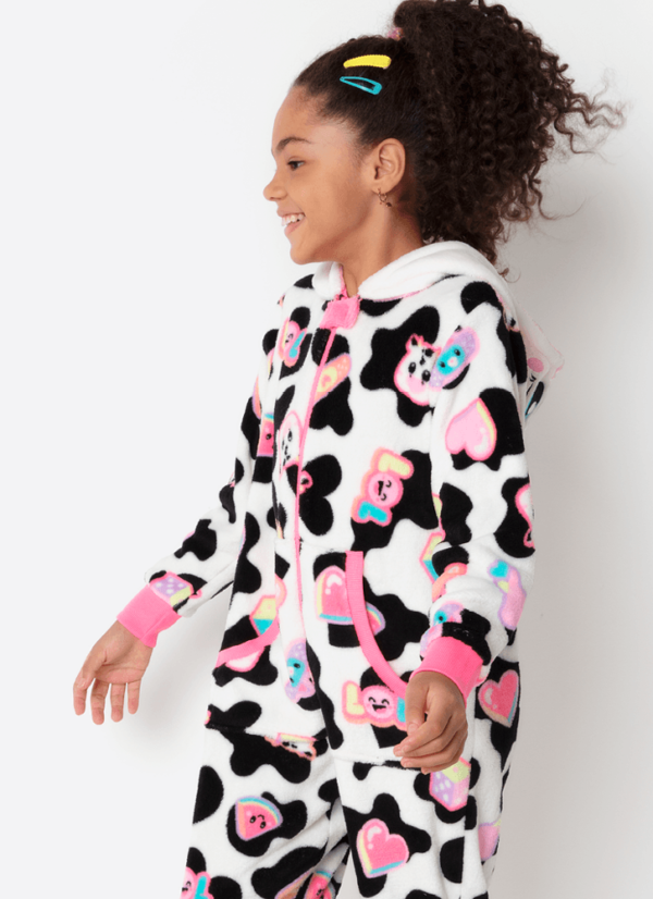 Pijama Longo Macacão Manga Longa Menina Teen Soft Vaca Patches - Imagem 2