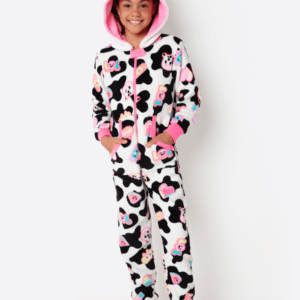 Pijama Longo Macacão Manga Longa Menina Teen Soft Vaca Patches