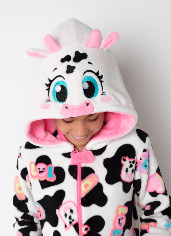 Pijama Longo Macacão Manga Longa Menina Teen Soft Vaca Patches - Imagem 3