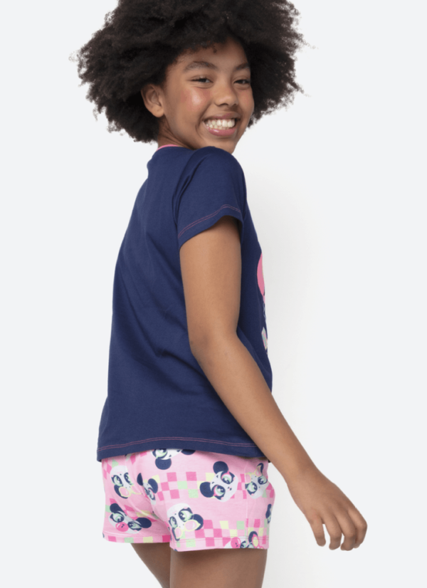 Pijama Manga Curta Algodão Menina Teen Panda Miami - Imagem 3