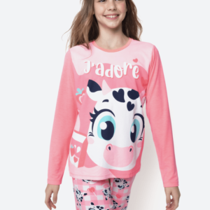 Pijama Manga Longa Viscolycra Menina Teen Vaca Romântica