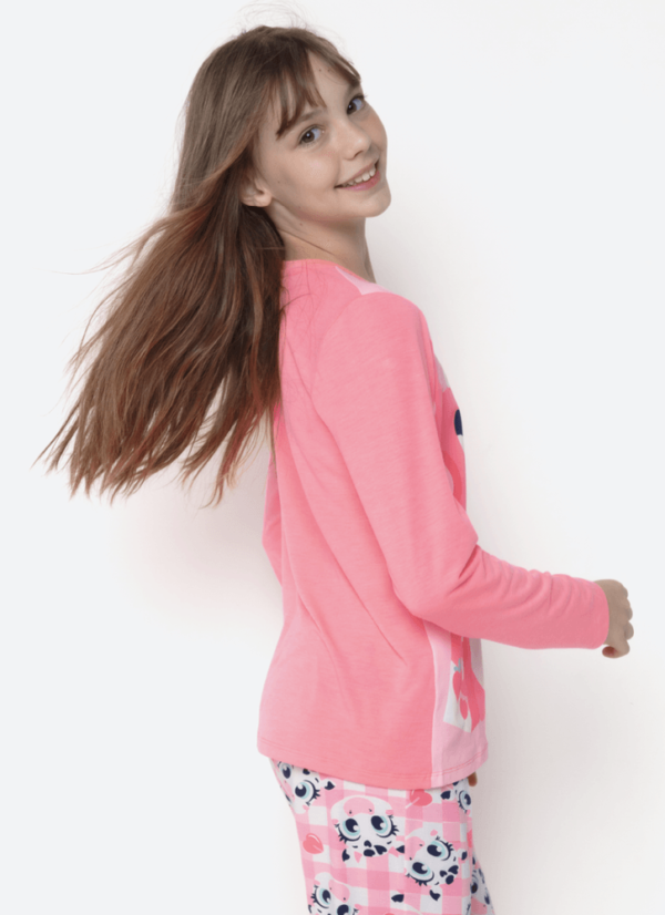 Pijama Manga Longa Viscolycra Menina Teen Vaca Romântica - Imagem 4