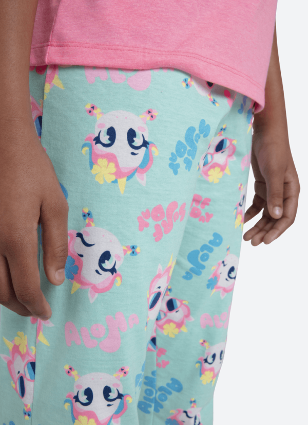 Pijama Manga Curta Algodão Menina Teen Unicórnio Aloha - Imagem 4