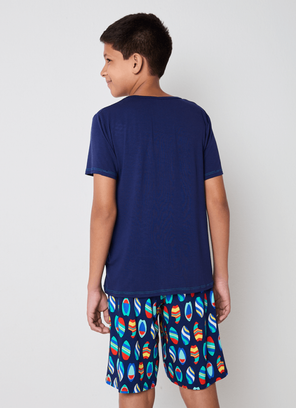 Pijama Manga Curta Viscolycra Menino Teen Tubarão Aloha - Imagem 3