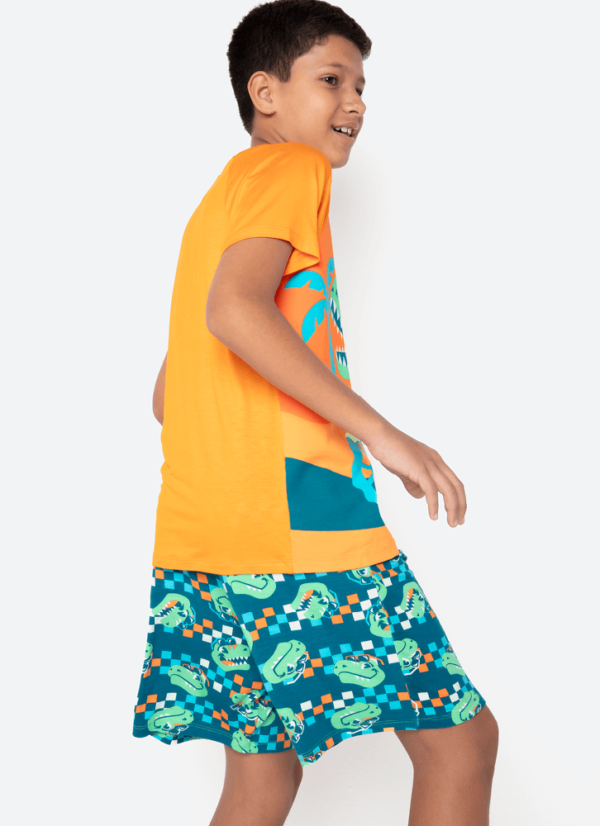 Pijama Manga Curta Viscolycra Menino Dino Miami - Imagem 2