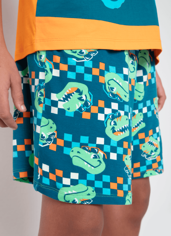 Pijama Manga Curta Viscolycra Menino Dino Miami - Imagem 4