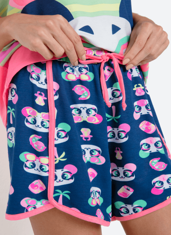 Pijama Manga Curta Viscolycra Feminino Panda Miami - Imagem 4