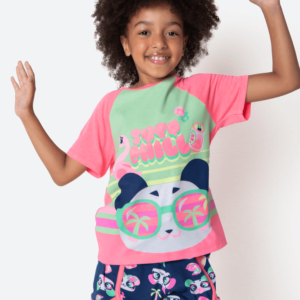 Pijama Manga Curta Viscolycra Menina Panda Miami