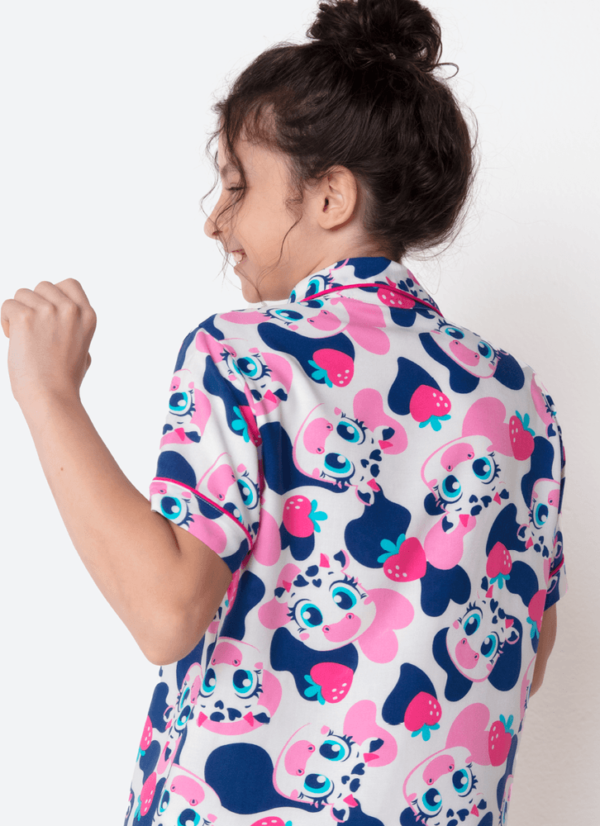 Pijama Manga Curta Viscose Menina Teen Vaca Romântica - Imagem 4