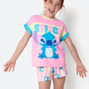Pijama Manga Curta Viscolycra Estampado Menina Stitch
