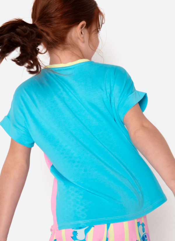 Pijama Manga Curta Viscolycra Estampado Menina Stitch - Imagem 4