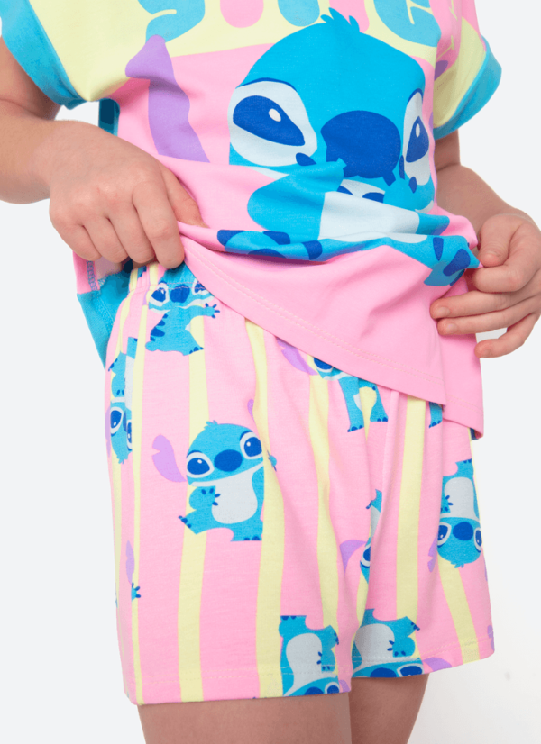 Pijama Manga Curta Viscolycra Estampado Menina Stitch - Imagem 5