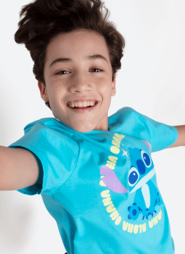Pijama Manga Curta Algodão Menino Teen Stitch - Imagem 4