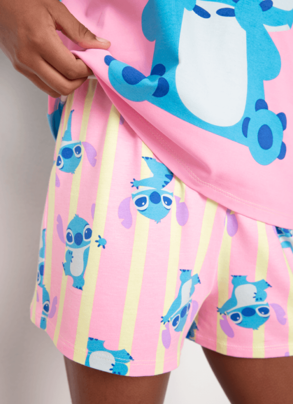 Pijama Manga Curta Viscolycra Menina Teen Estampado Stitch - Imagem 2