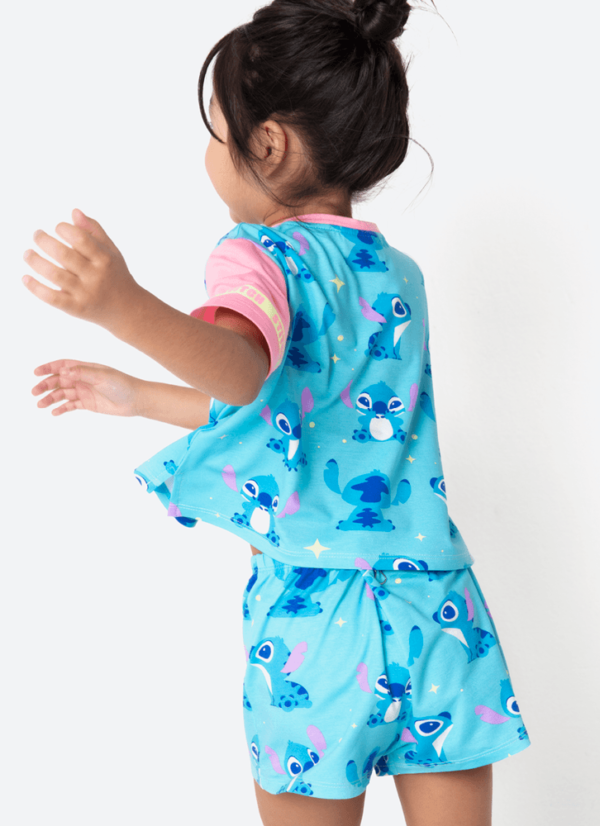 Pijama Manga Curta Viscolycra Menina Stitch - Imagem 5