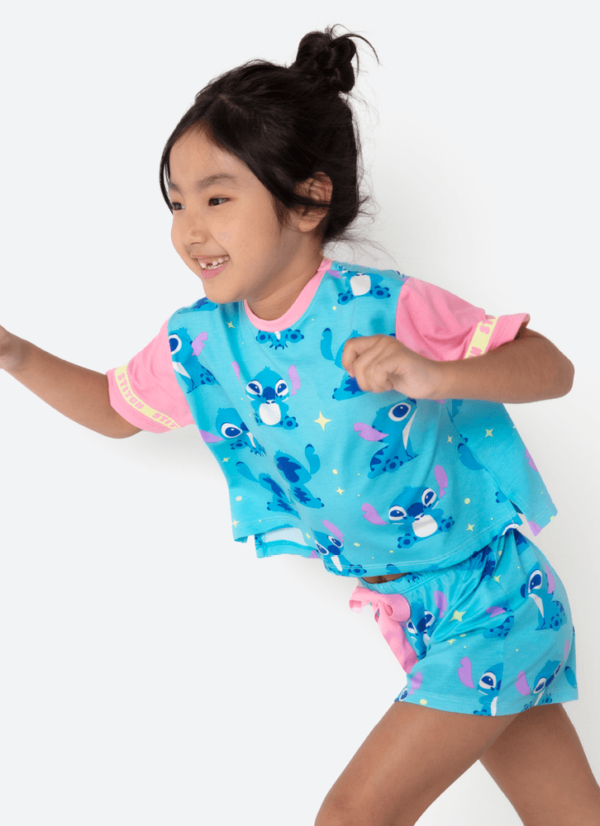 Pijama Manga Curta Viscolycra Menina Stitch - Imagem 3