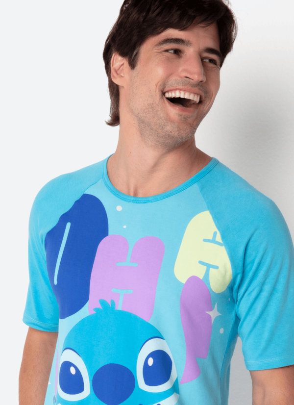 Pijama Manga Curta Viscolycra Masculino Stitch - Imagem 2