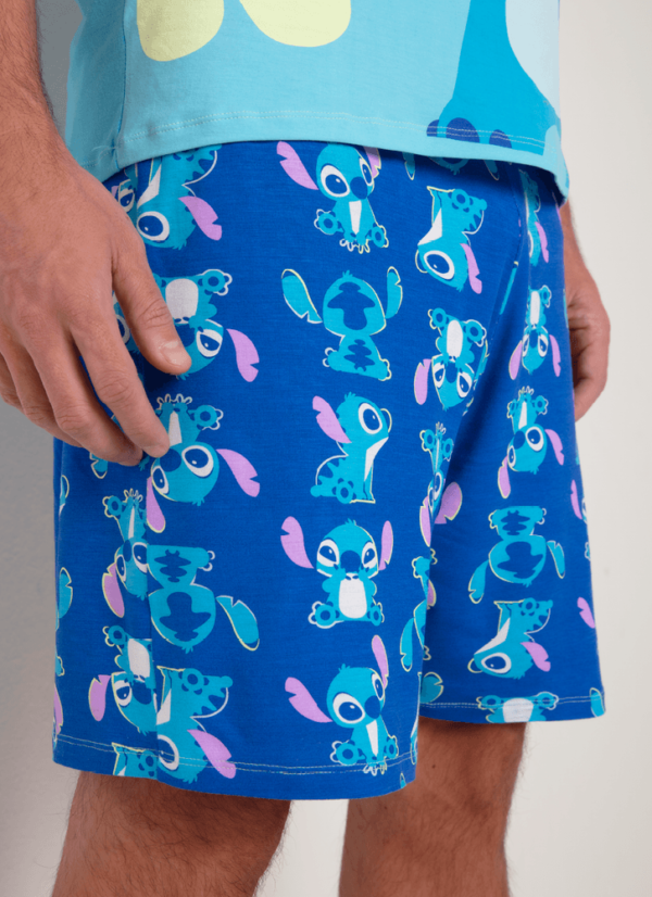 Pijama Manga Curta Viscolycra Masculino Stitch - Imagem 4